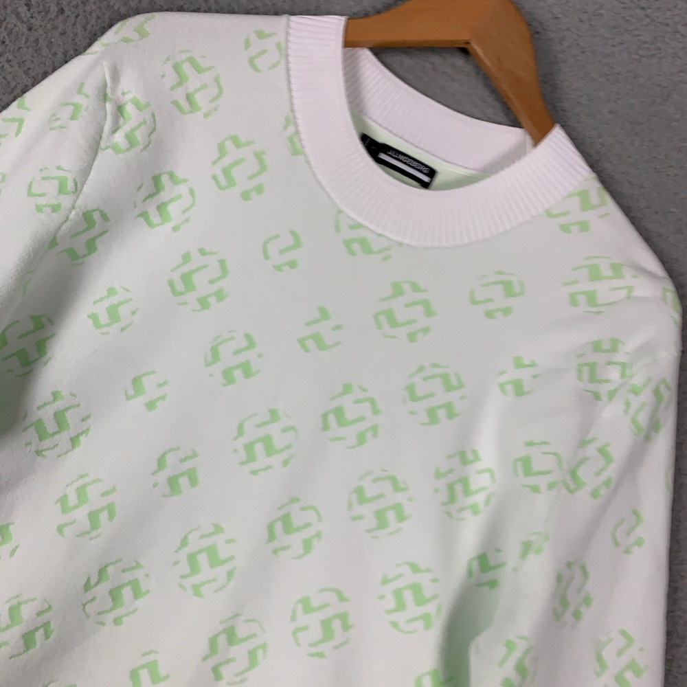 J.Lindeberg Gus Jacquard Knit Sweater Mens Large L Slim Mint Green Golf Monogram